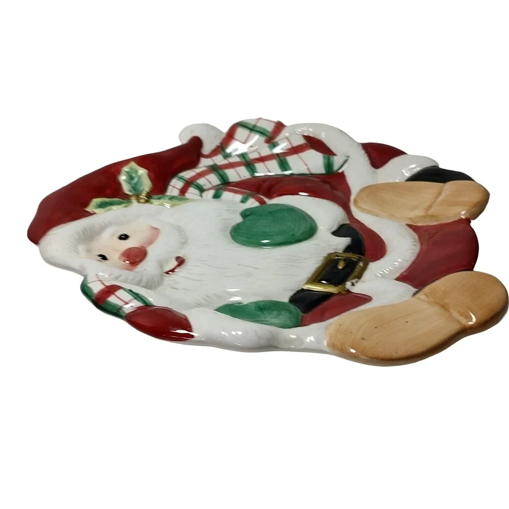 Fitz and Floyd Cookie Dish Tray Plate Christmas Santa Claus Saint Nicholas‎ SEE